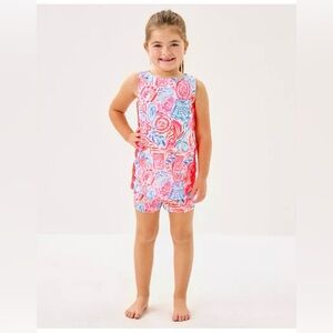 NWT Lilly Pulitzer Girls Mini Romey Shift Set Resort White Lil Sun Sea Sand Sz 8